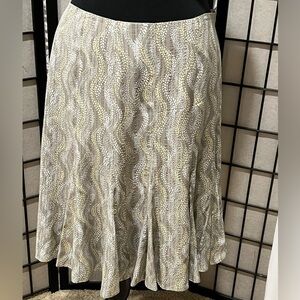 SIGRID OLSEN SILK A LINE GREY WAVE Patterned MIDI Skirt, SIZE 8